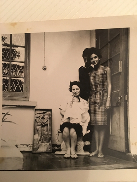 Ellen with her parents and grandmother